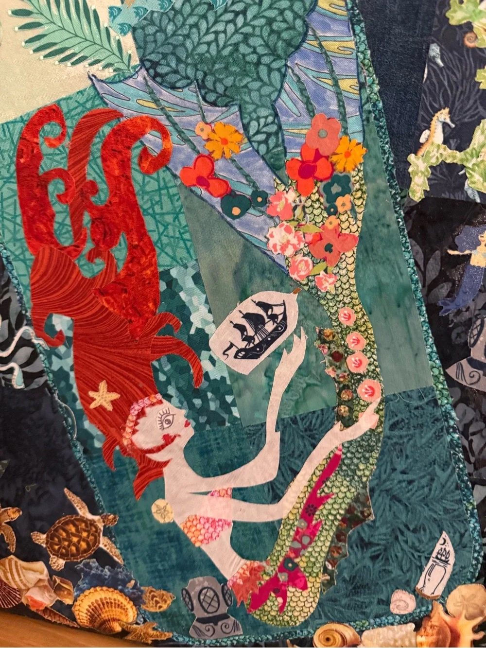 Mermaid Collage Wall Art in Teal and Navy